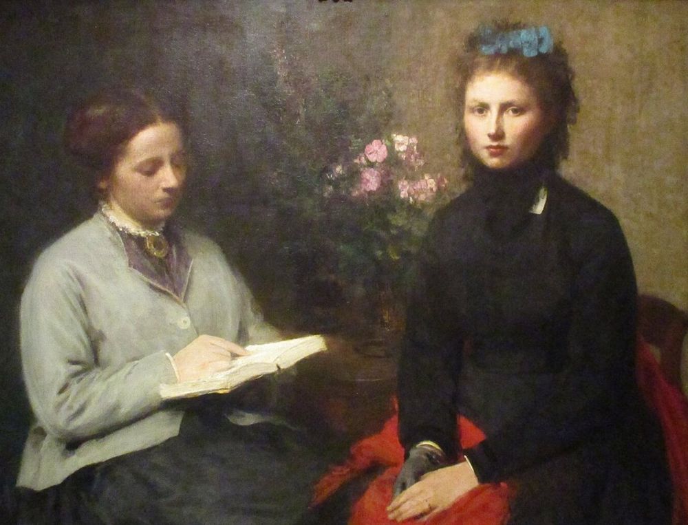 Painting by Fantin-Latour: a woman reads aloud to another who listens